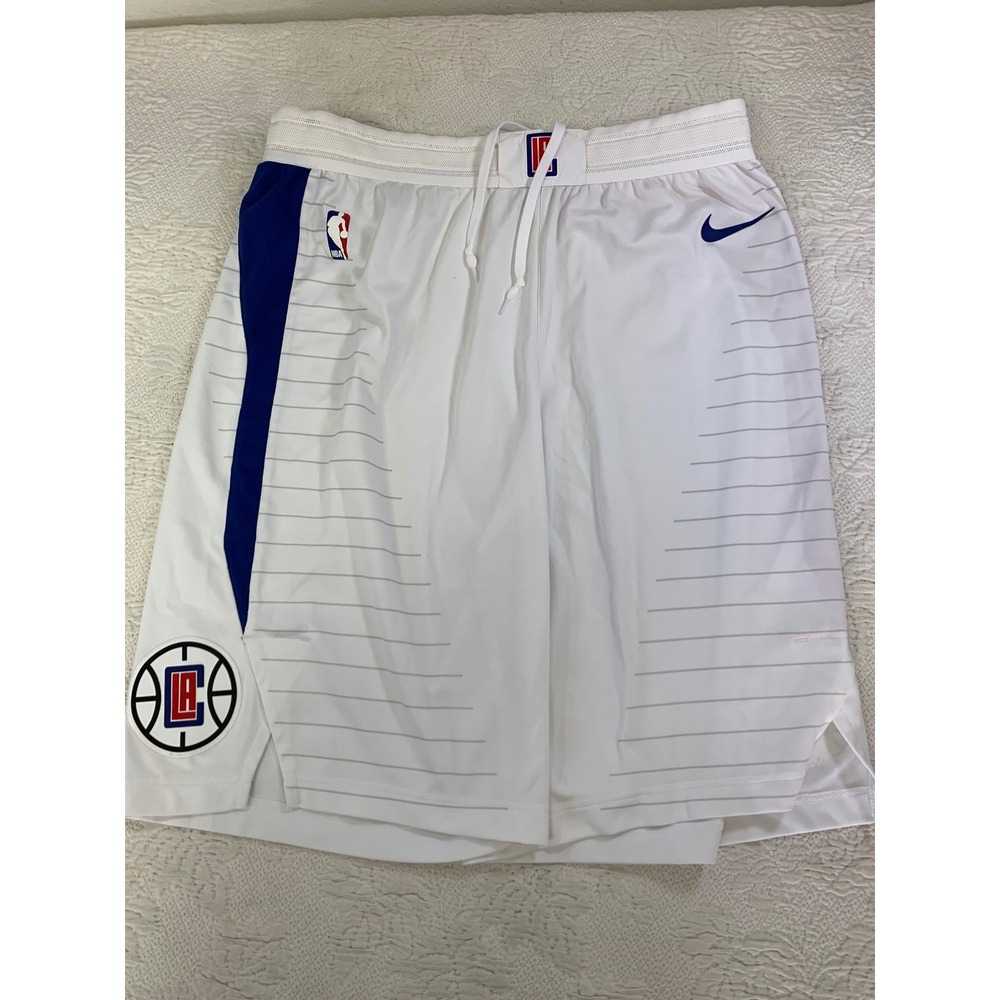 Nike Avery Bradley LA Clippers Game Issued NBA Shorts White Mens 40 +2 Length XL